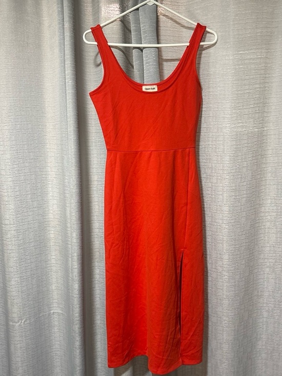 Open Edit Dresses & Skirts - Open Edit Orange Sleeveless Midi Dress with Side Slit